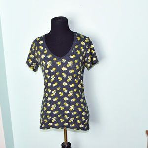 Nollie Yellow and Grey Floral Print Top